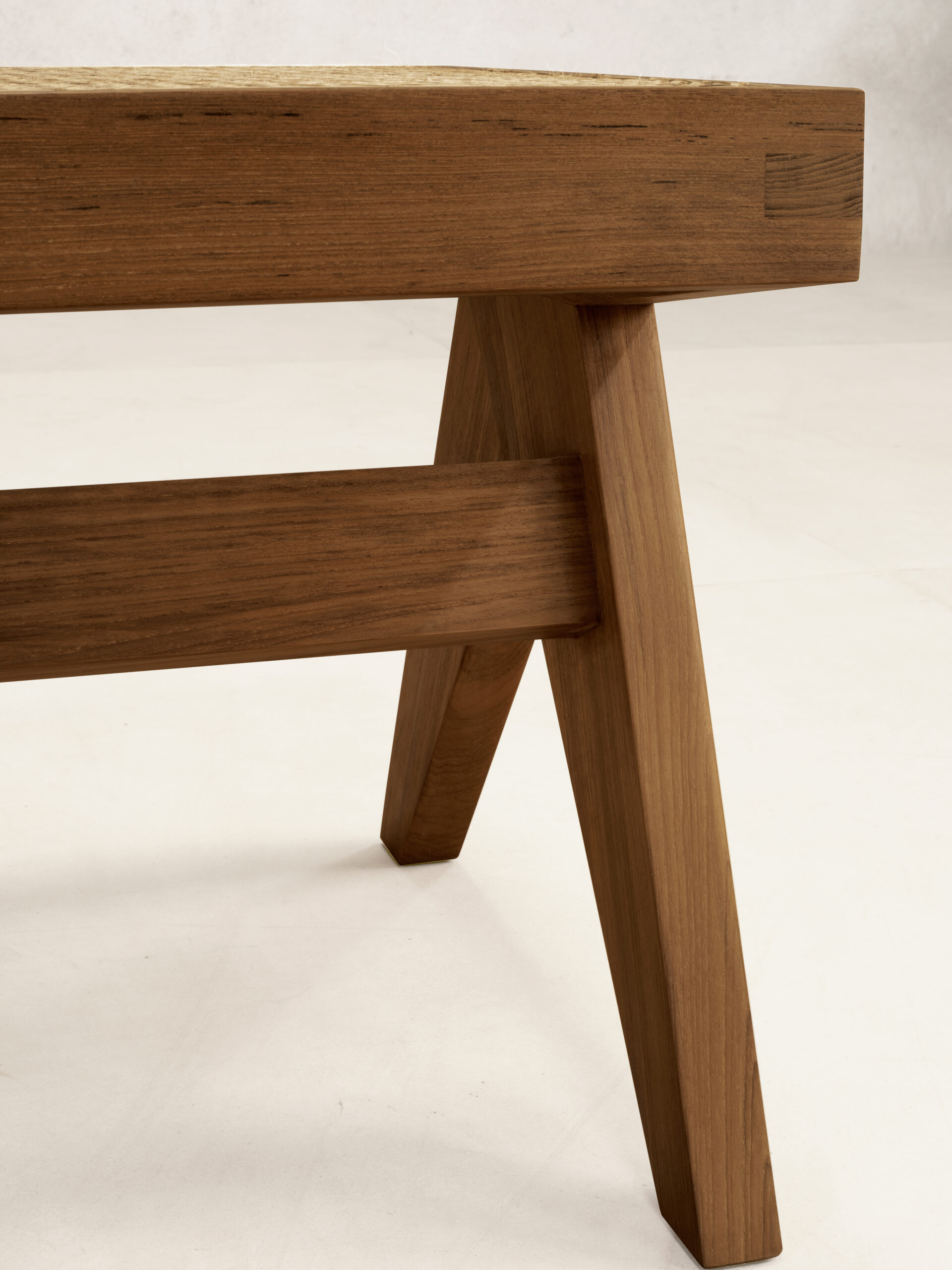 Teak and Cane Bench
